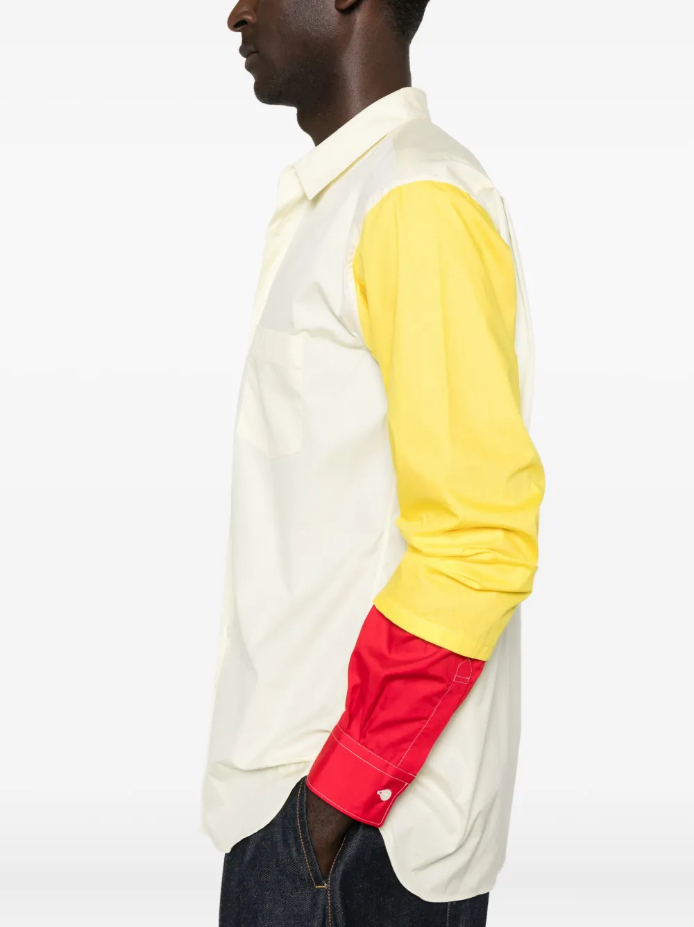Comme Des Garçons Shirt Overhemd met colourblocking Beige