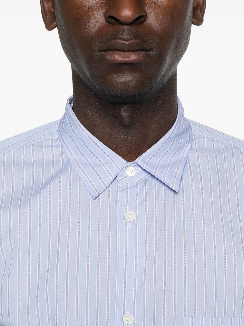 Comme Des Garçons Shirt Striped layered-sleeve Shirt | Blue