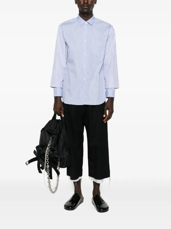 Comme Des Garçons Shirt Striped layered-sleeve Shirt | Blue
