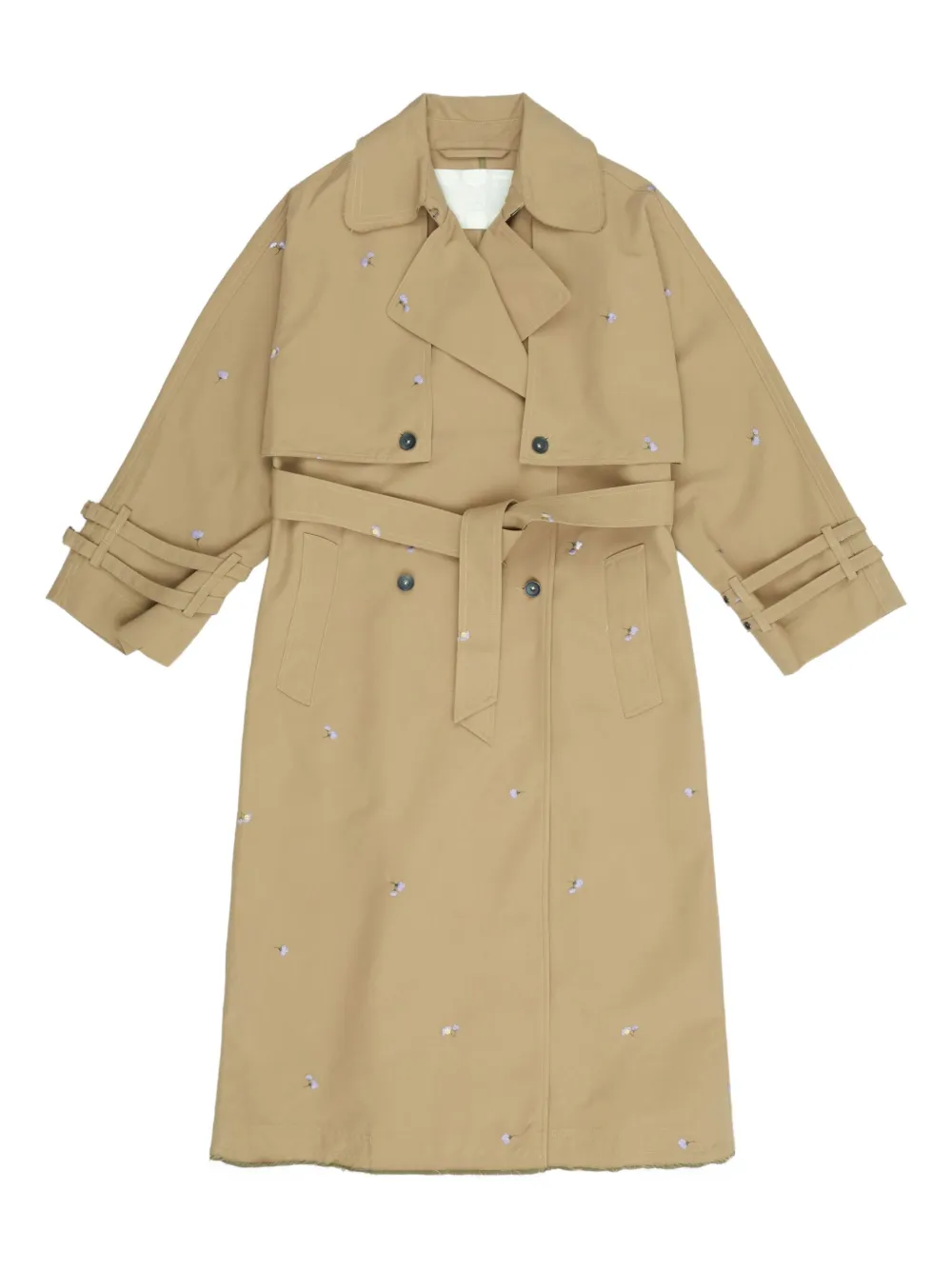 embroidered double-breasted trench coat