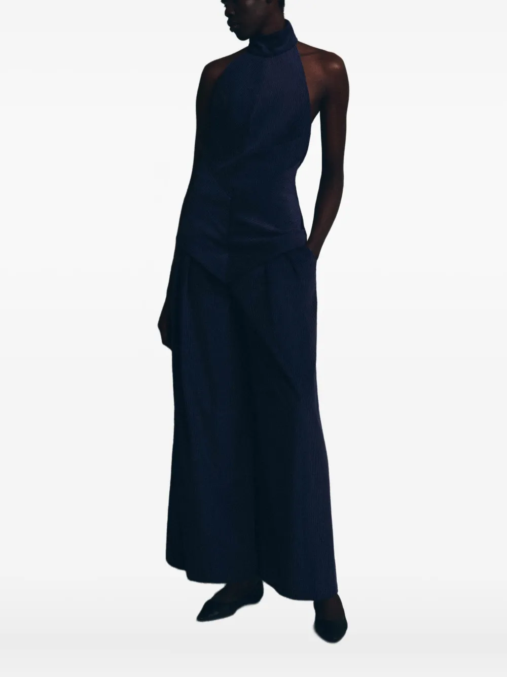 Rosie Assoulin halter neck corduroy top | Blue | Image 1