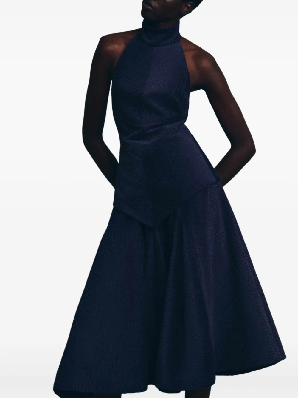 Rosie Assoulin Ribfluwelen top met halternek - Blauw