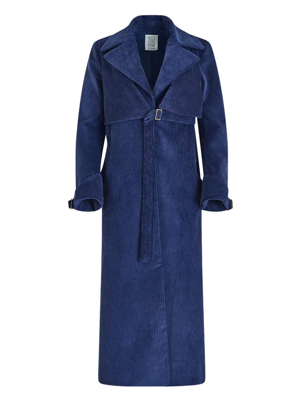 Rosie Assoulin Yipee Ki-Yay corduroy belted trench coat - Blu
