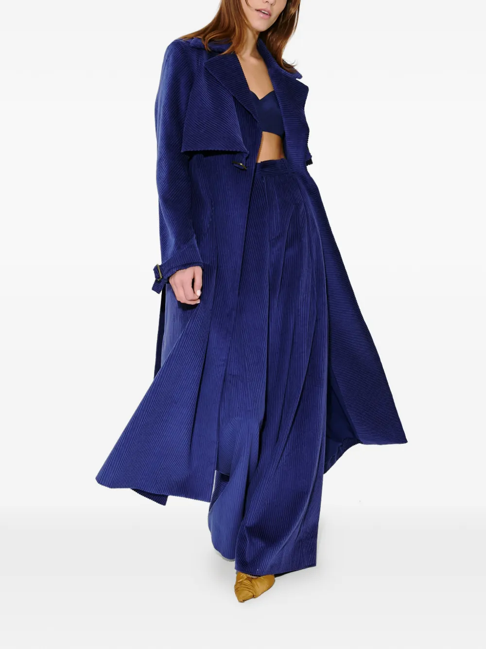 Yipee Ki-Yay Corduroy Belted Trench Coat