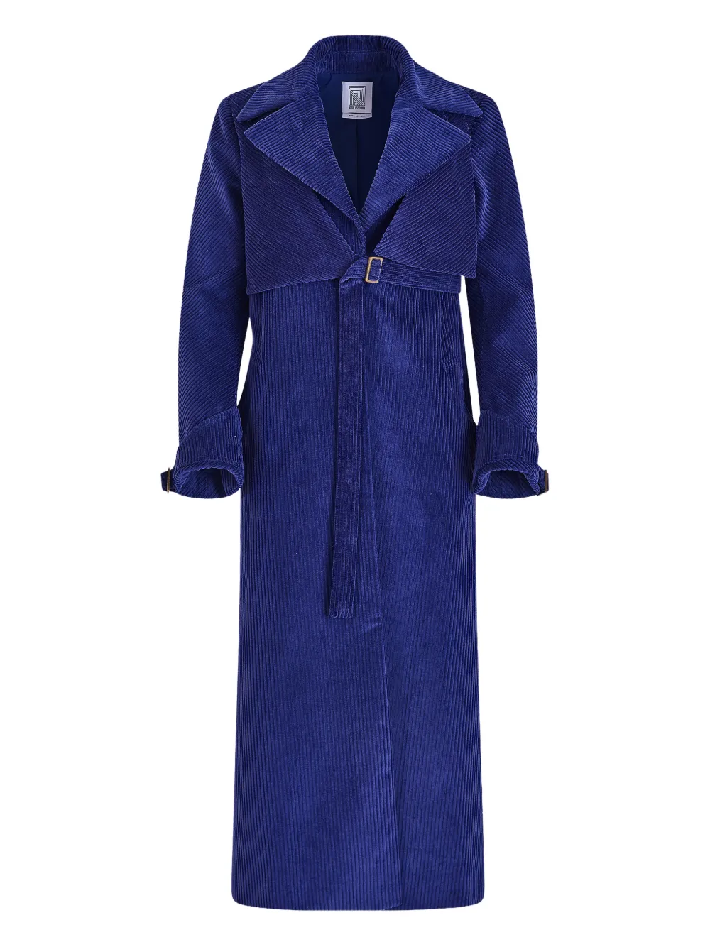 Rosie Assoulin Yipee Ki-Yay corduroy belted trench coat - Blu