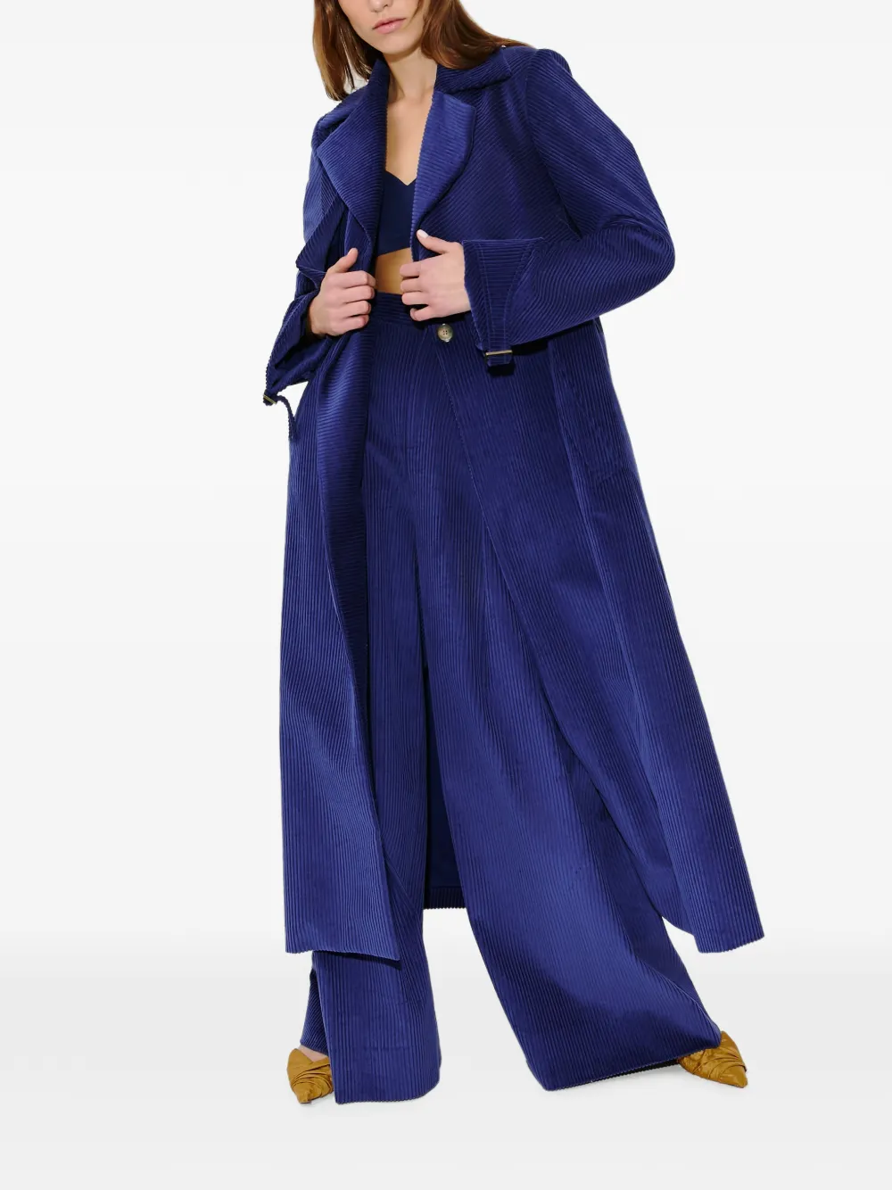Yipee Ki-Yay Corduroy Belted Trench Coat