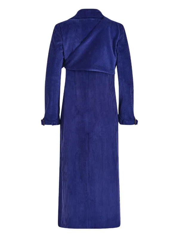 Rosie Assoulin Yipee Ki-Yay Corduroy Belted Trench Coat | Blue
