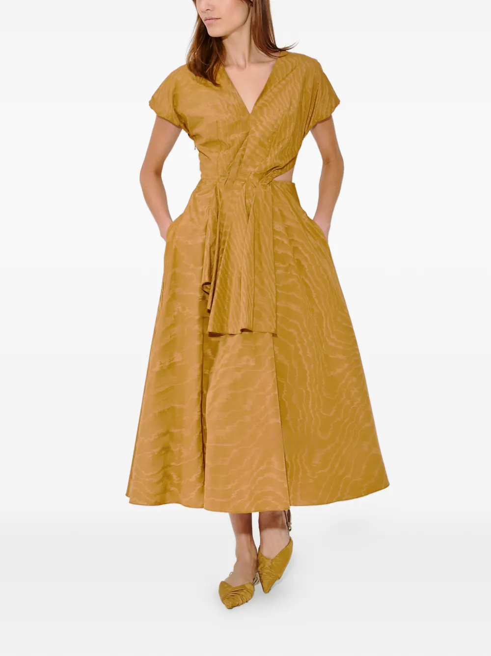 Rosie Assoulin cut-out moire dress - Geel