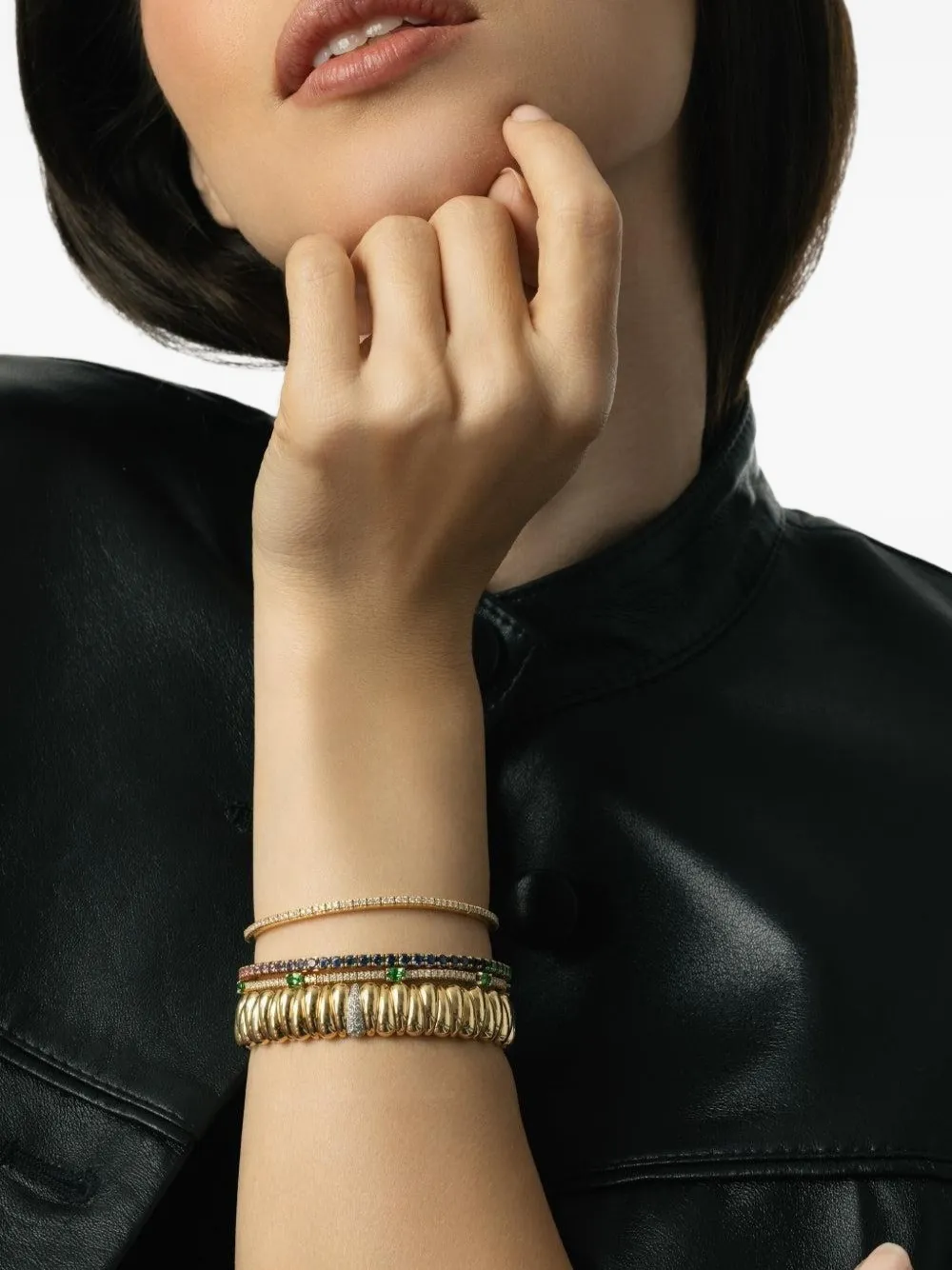Roberto Demeglio 18K yellow gold tsavorite diamond stretch bracelet | Women | Image 2