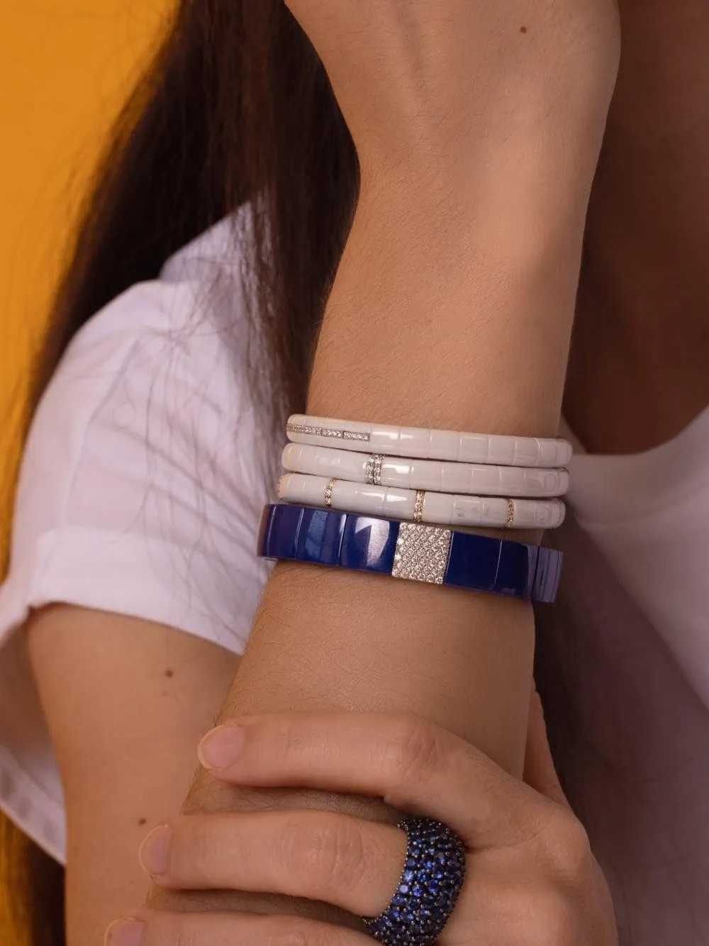 Roberto Demeglio 18K white gold pura ceramic diamond stretch bracelet | Women | Image 2