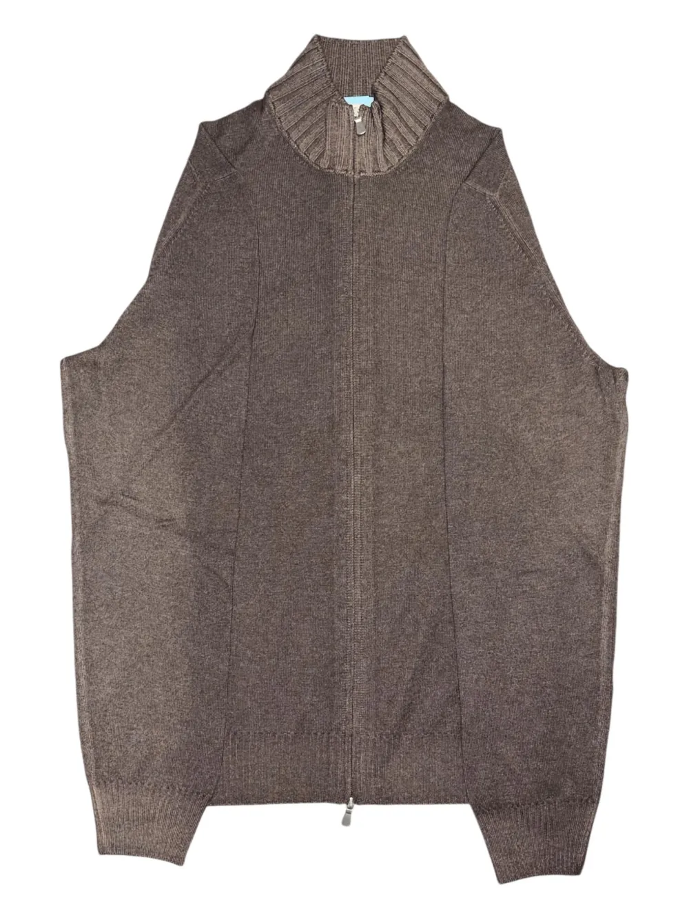 Gran Sasso ジップ ファンネルネックカーディガン - ブラウン