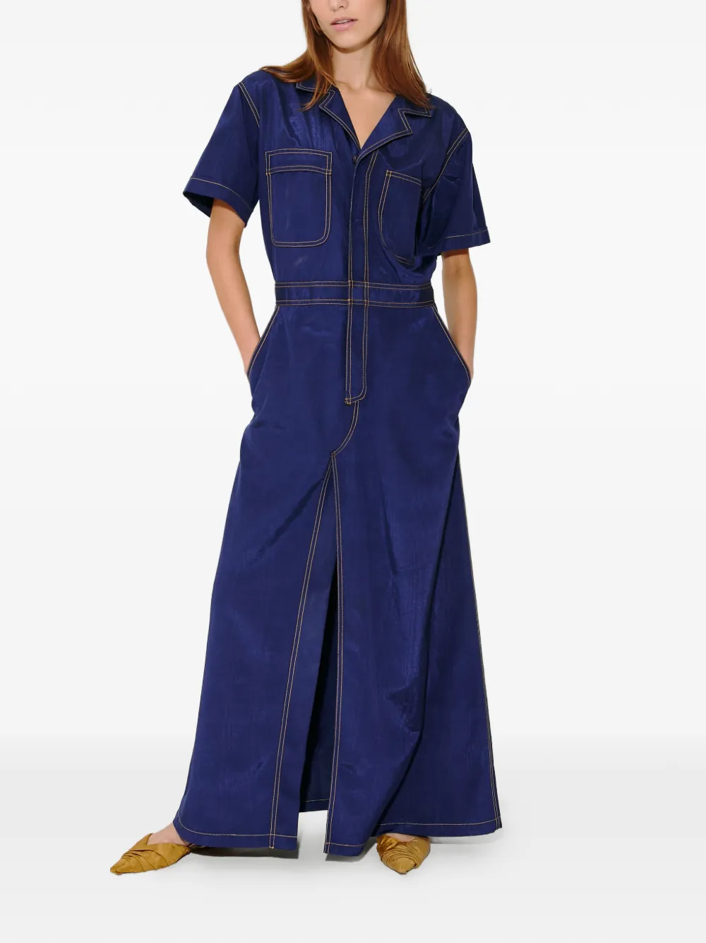 Rosie Assoulin Janitoress ridged split dress - Blauw