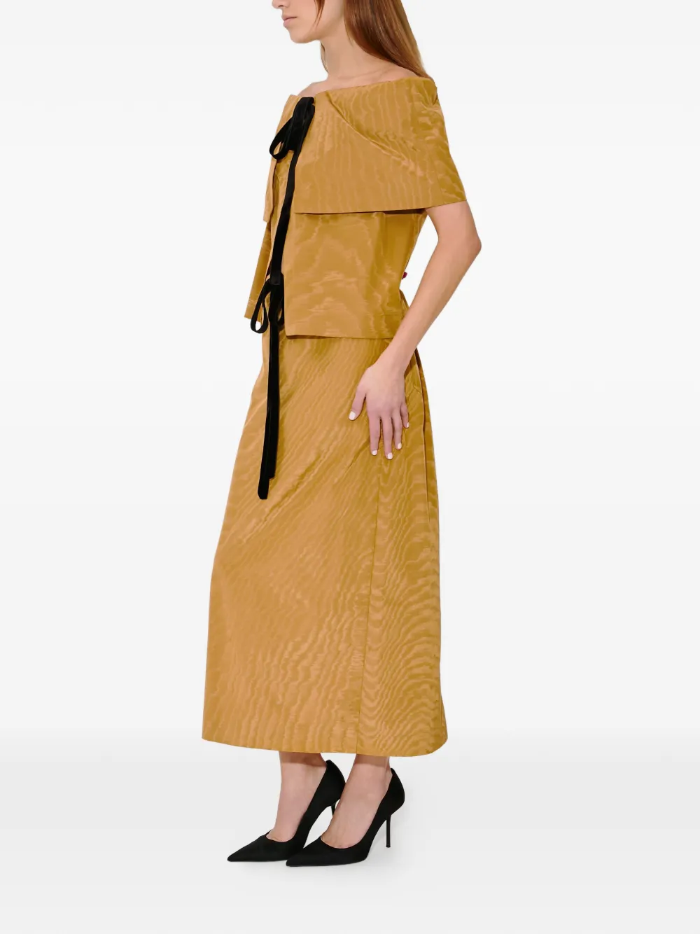  Rosie Assoulin Moire Ribbon Flapjack Blouse - Yellow 