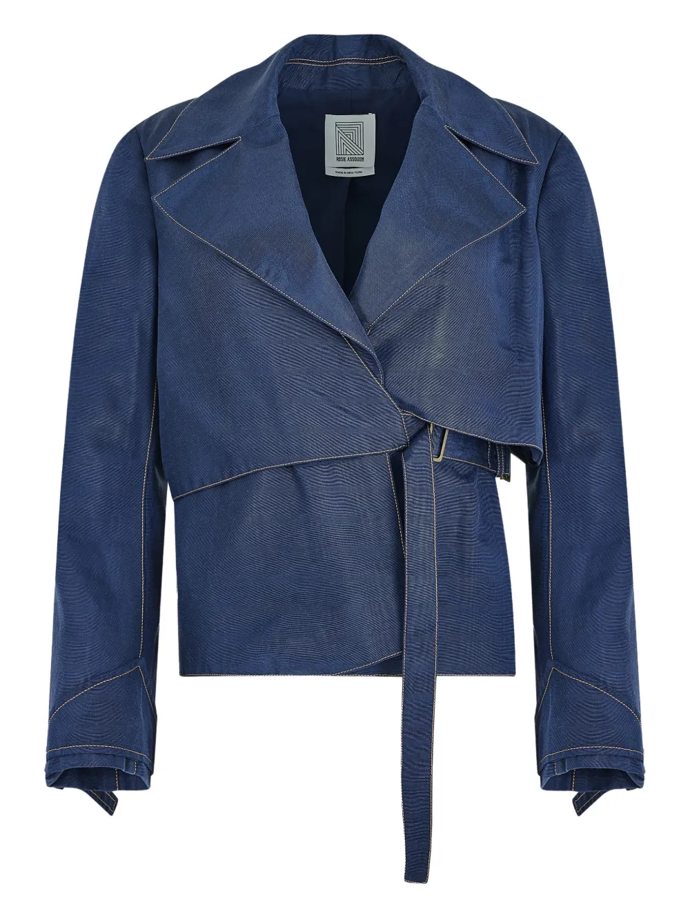 Rosie Assoulin ridged moiré belted jacket - Blu