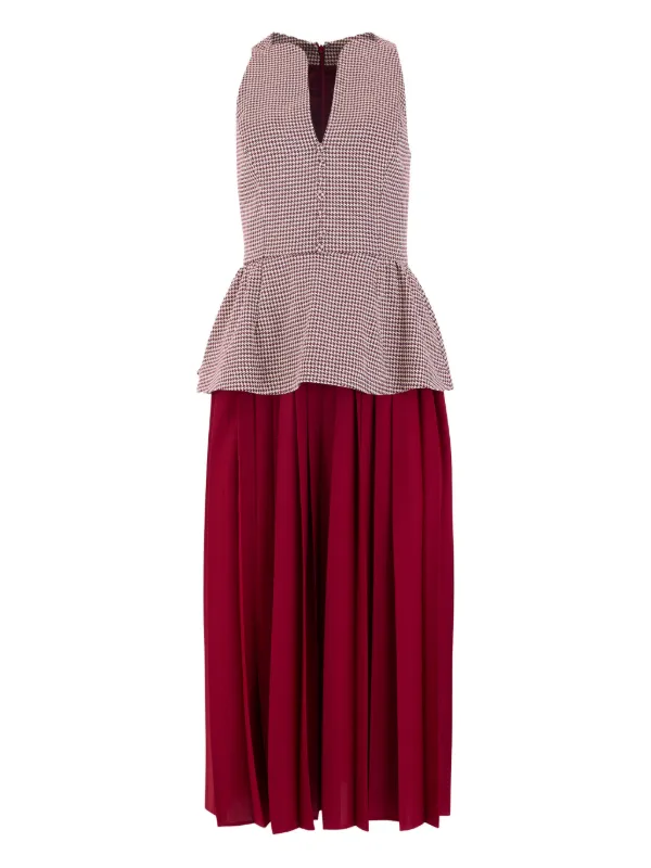Rosie Assoulin Peplum Houndstooth-pattern Midi Dress - Red