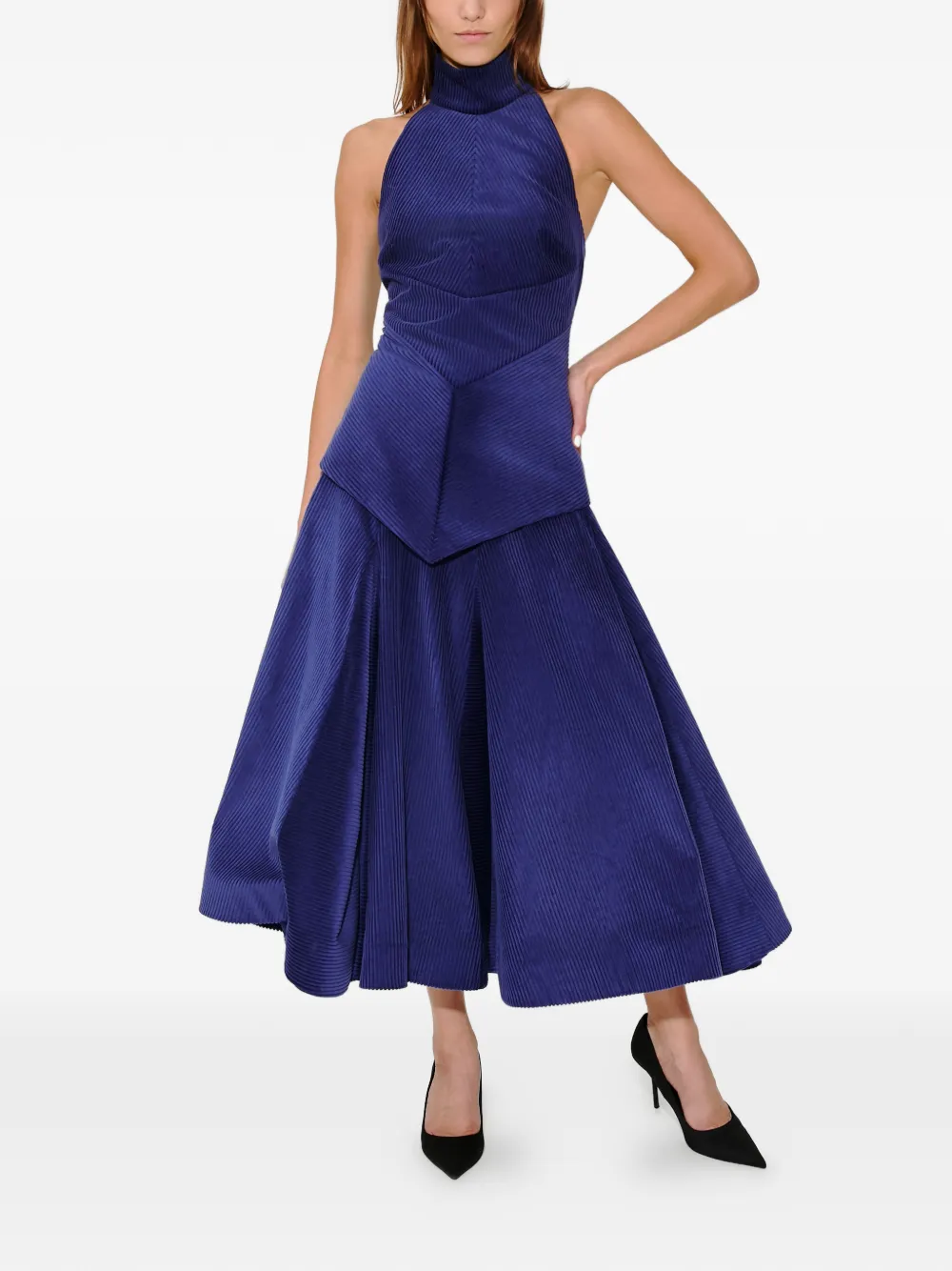 Rosie Assoulin corduroy A-line skirt - Blauw