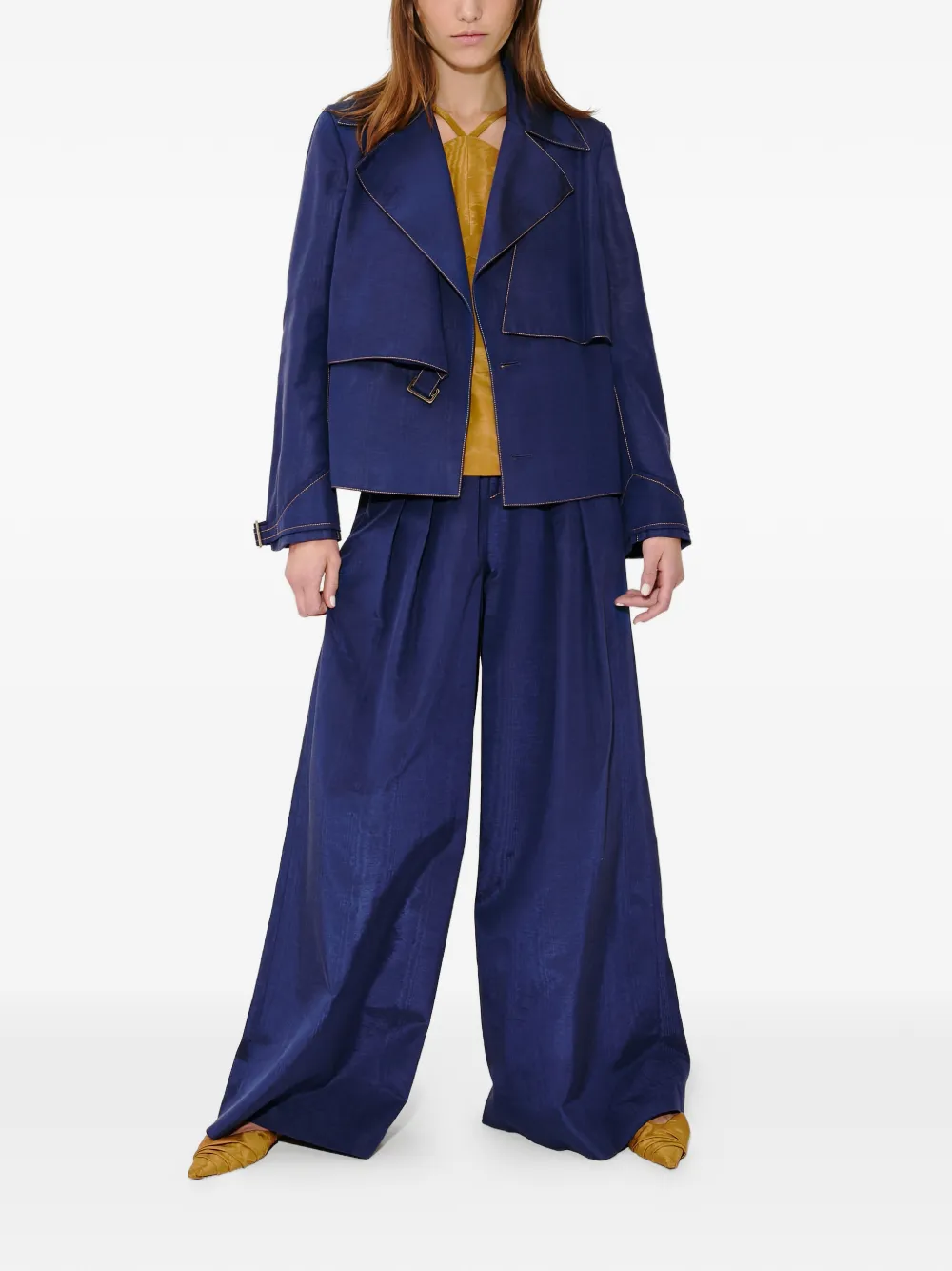 Wide Leg Pleat Trousers
