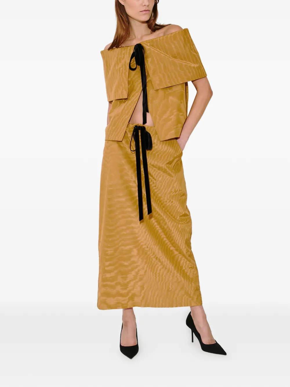 Rosie Assoulin Moire ribbon straight skirt - Geel