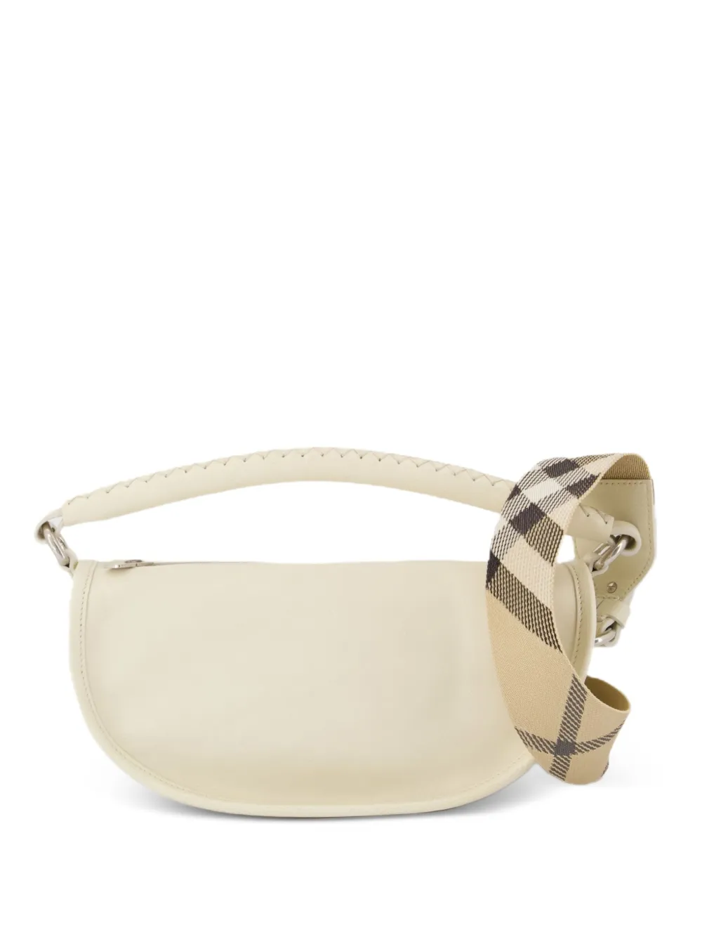 Burberry B-Clip schoudertas met geruit bandje Beige