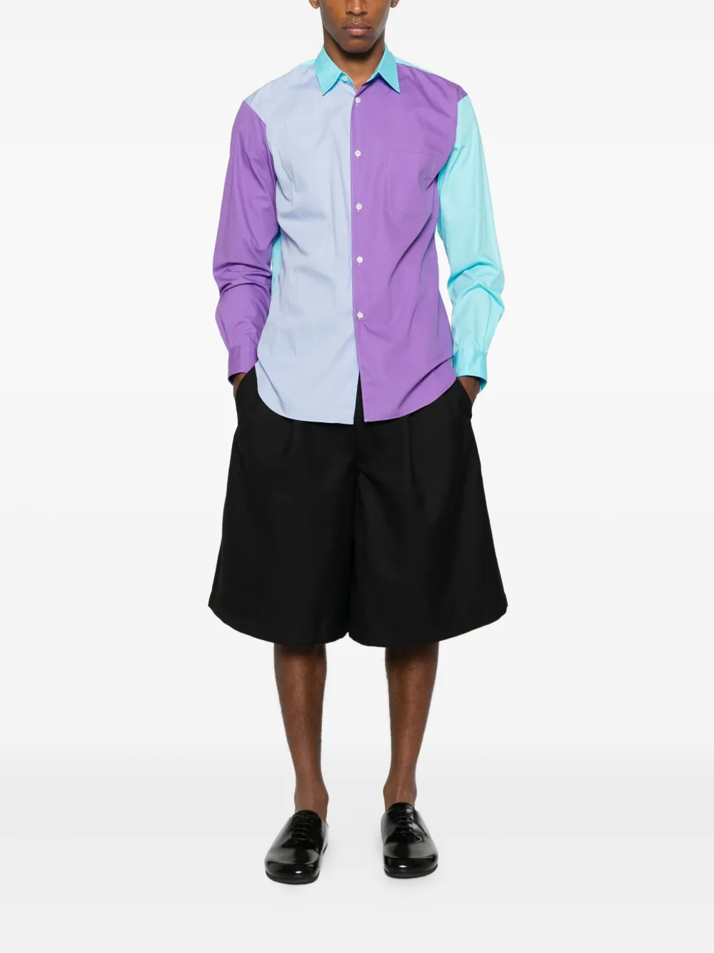 Comme Des Garçons Shirt colour-block long-sleeve shirt - Blauw