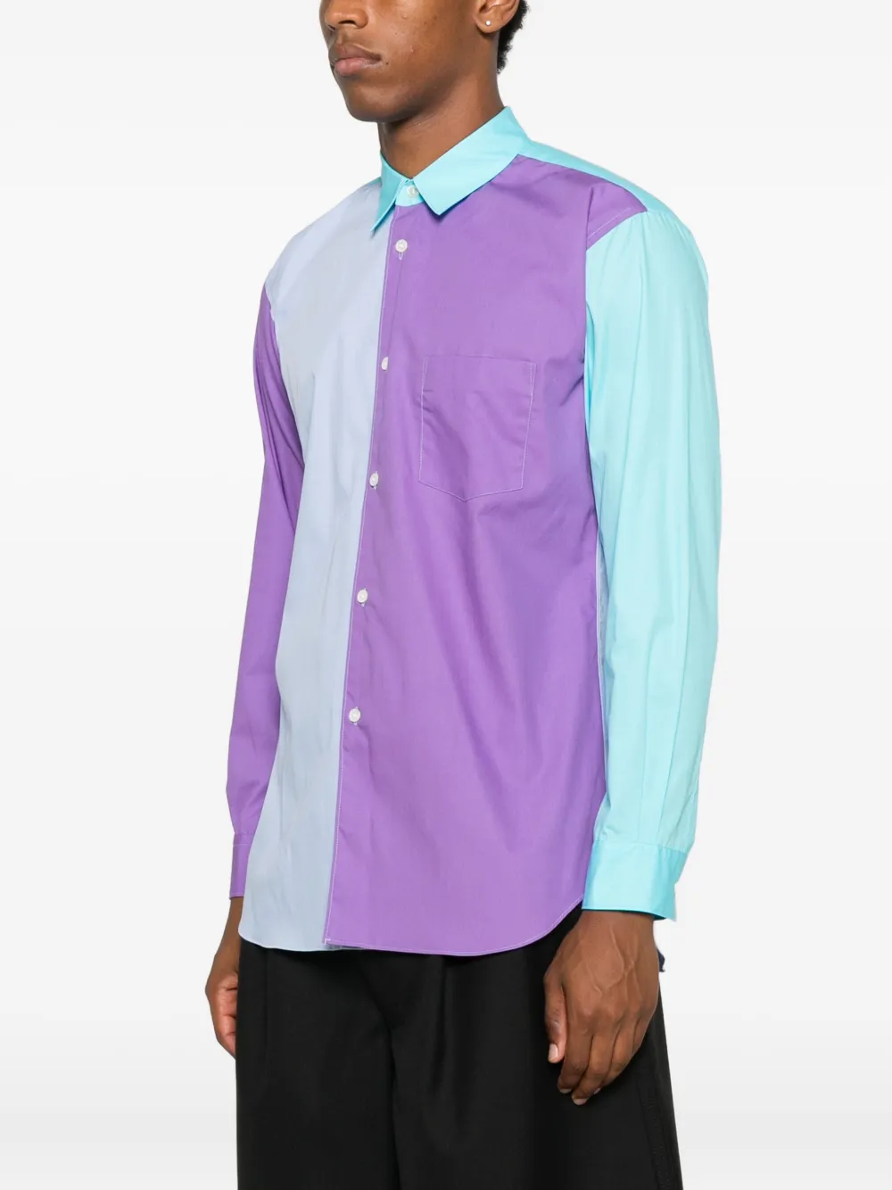 Comme Des Garçons Shirt Overhemd met colourblocking Blauw