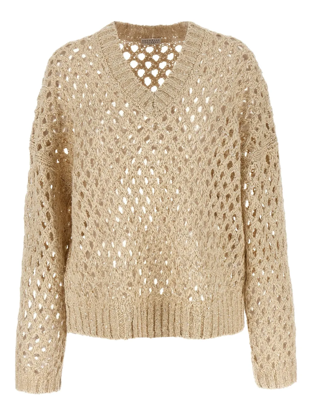 Brunello Cucinelli Gebreide trui met V-hals Beige