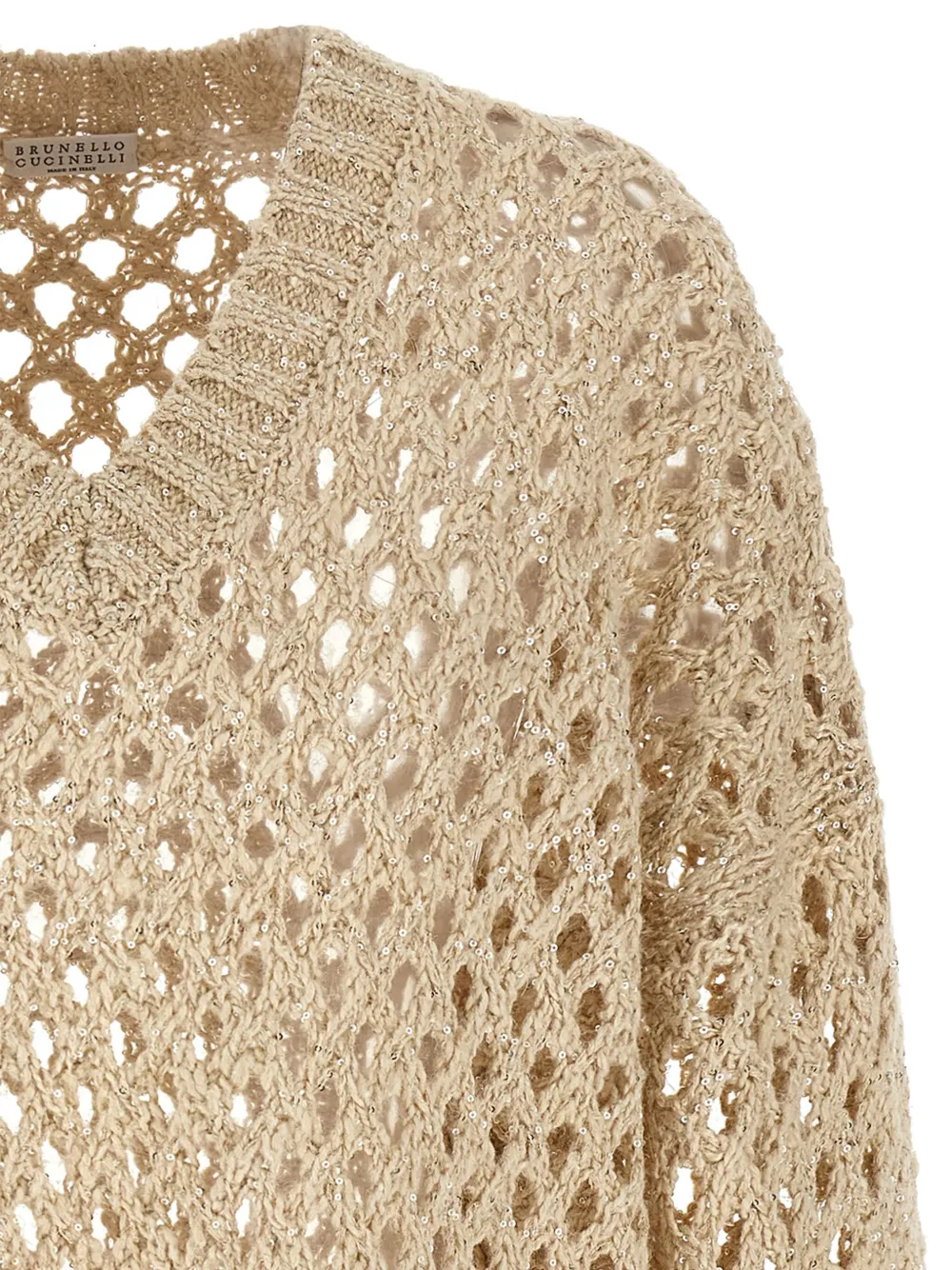 Brunello Cucinelli Gebreide trui met V-hals Beige