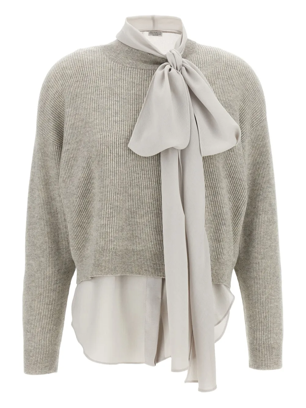 Brunello Cucinelli Kasjmier trui met strikdetail Grijs