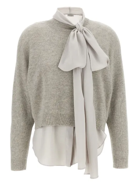 Brunello Cucinelli Kasjmier trui met strikdetail