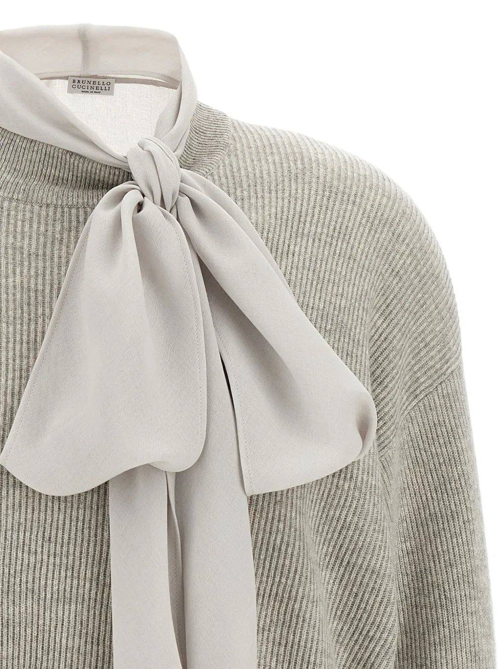 Brunello Cucinelli Kasjmier trui met strikdetail Grijs