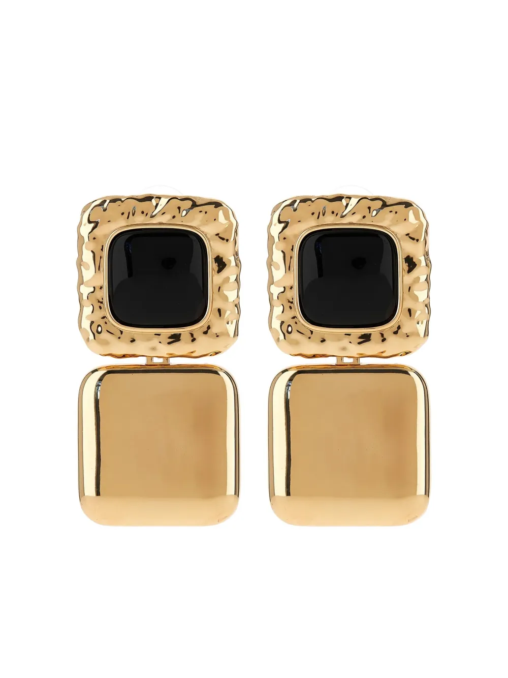 Self-Portrait textured square earrings | Gold | Image 1