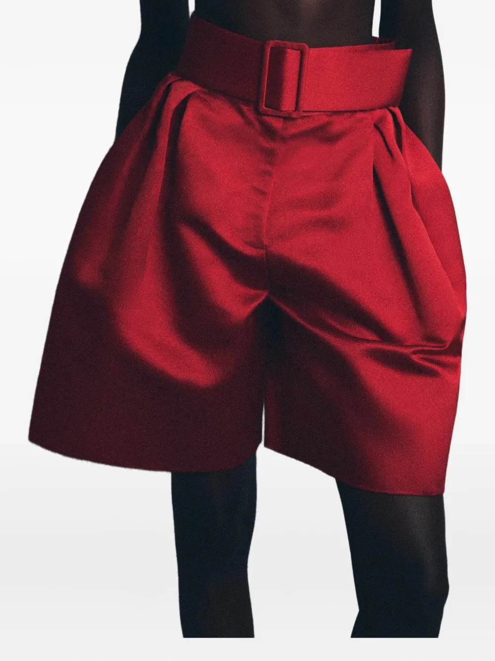 belted pleated shorts