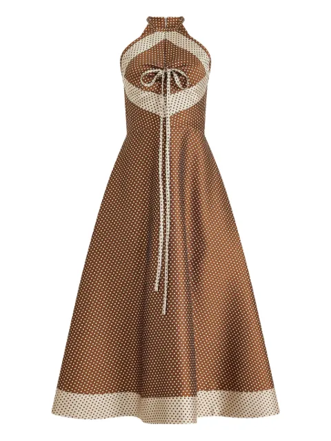 Rosie Assoulin polka dot halterneck midi day dress