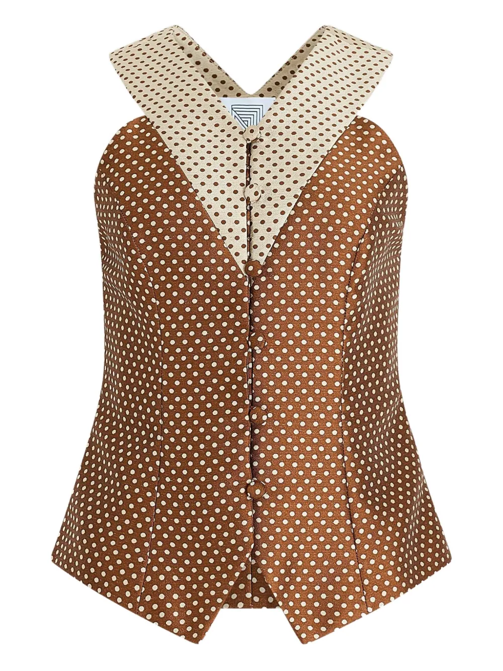 Rosie Assoulin polka-dot V-neck vest - ブラウン Rosie Assoulin polka-dot V-neck vest - ブラウン