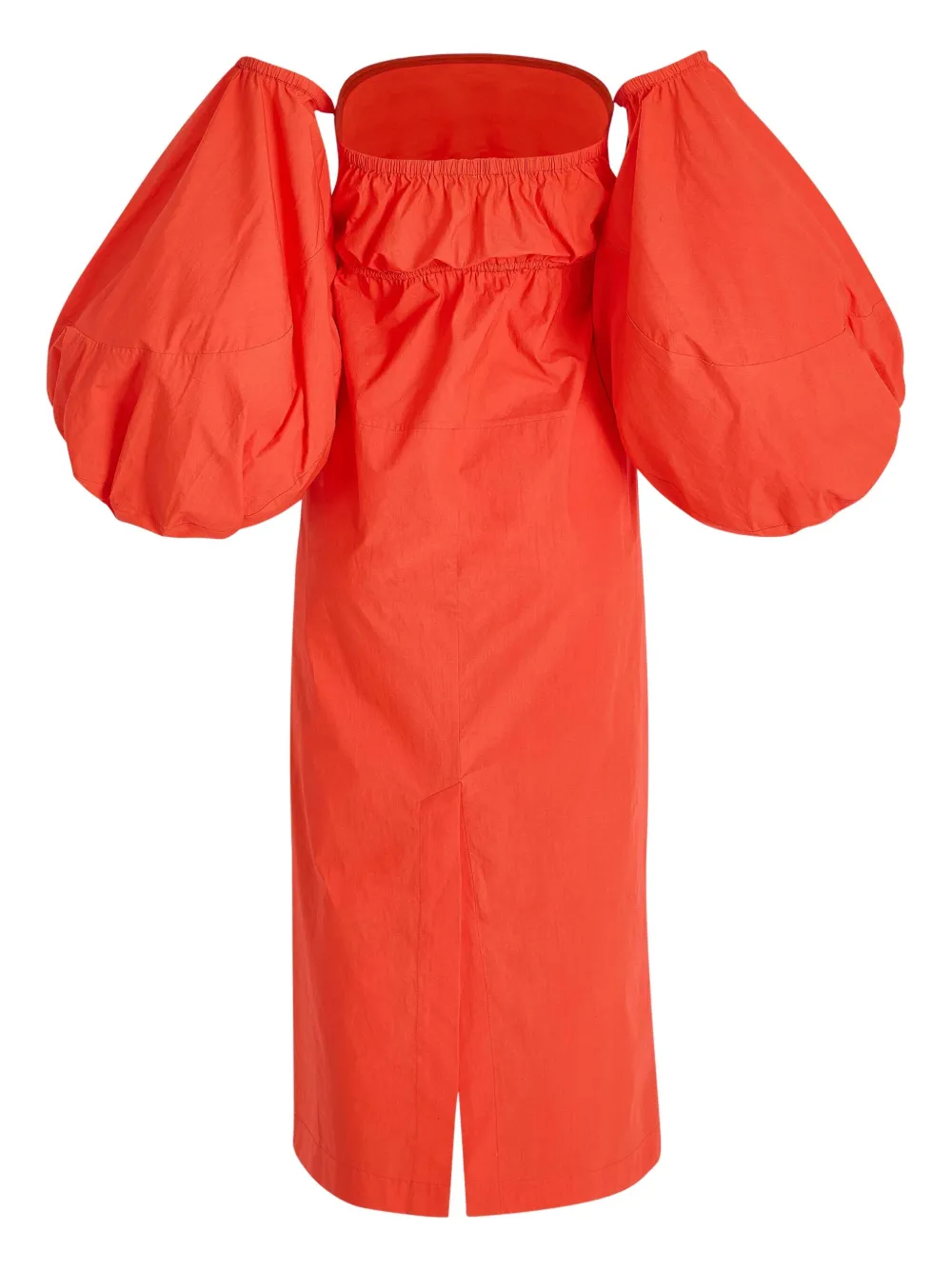 Rosie Assoulin Off-shoulder midi-jurk met ballonmouwen Oranje