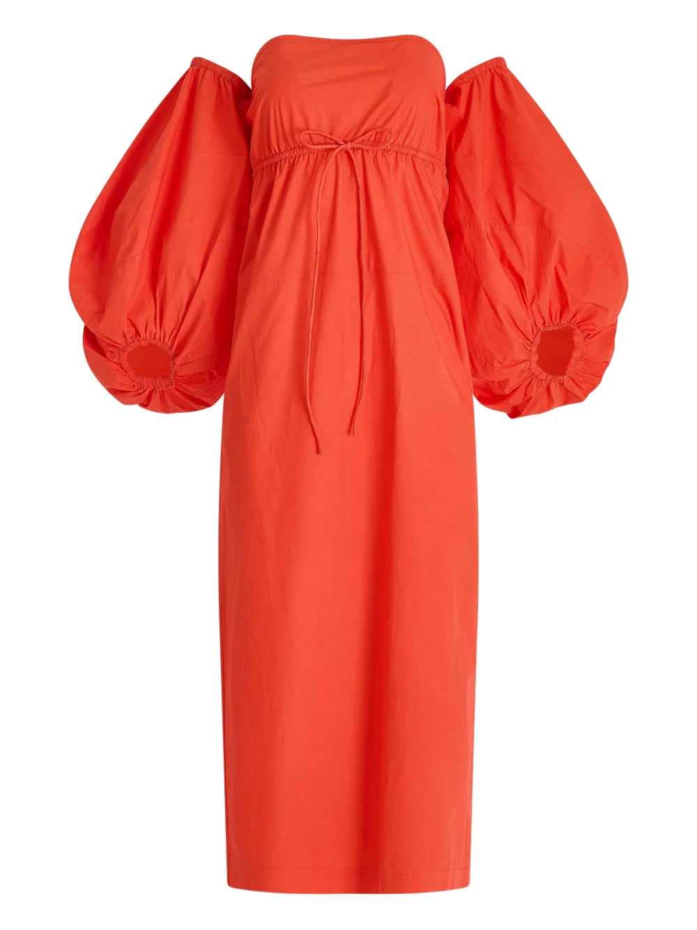 Rosie Assoulin Off-shoulder midi-jurk met ballonmouwen Oranje