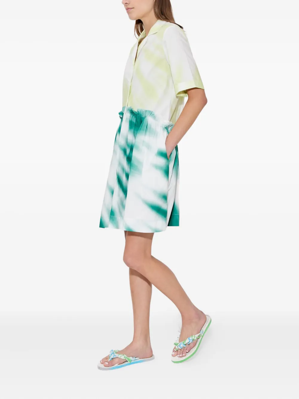 Rosie Assoulin Gesmockte popeline blousejurk met tie-dye print Groen