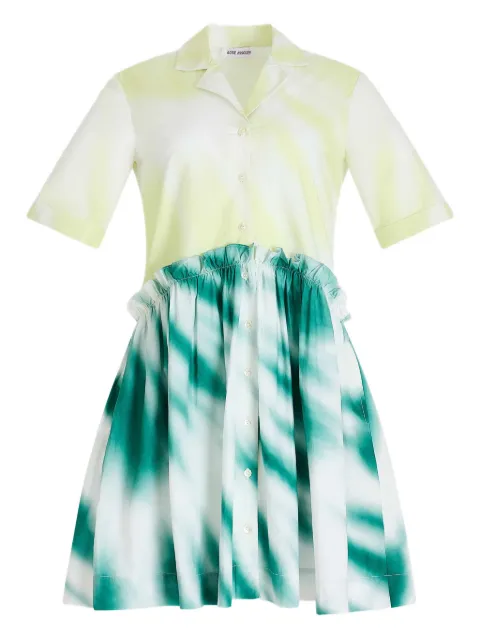Rosie Assoulin gathered tie-dye poplin mini shirtdress
