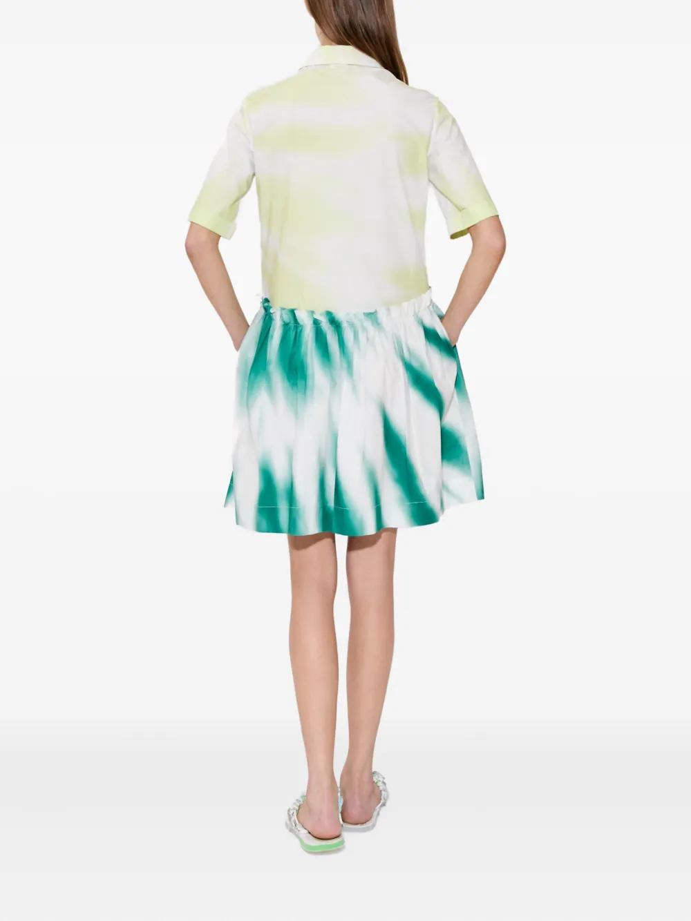 Rosie Assoulin Gesmockte popeline blousejurk met tie-dye print Groen