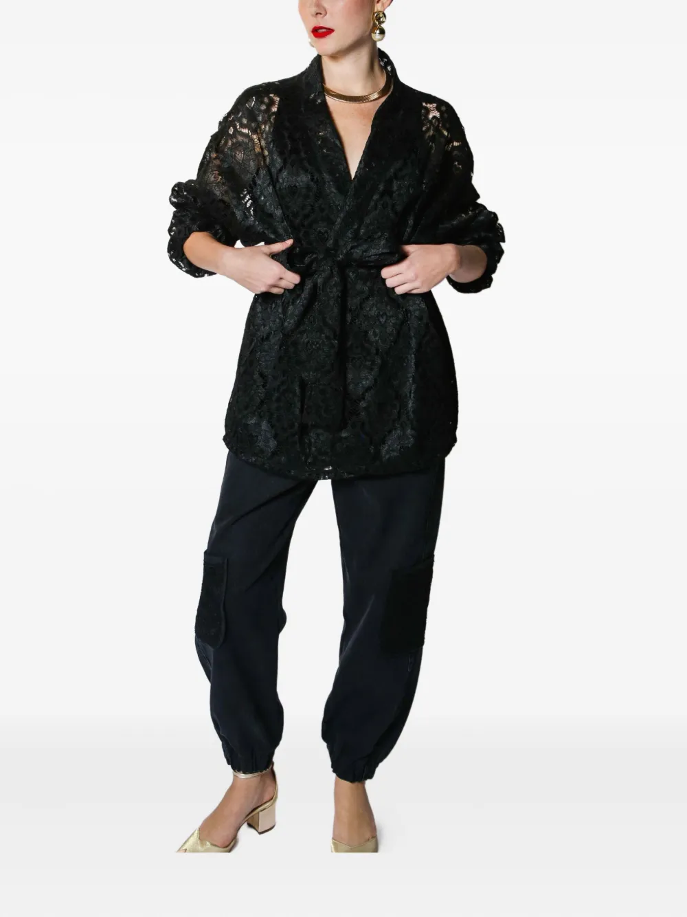 Lethicia Bronstein lace belted jacket | Oversized Jackets | Image 2