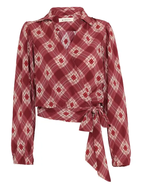 Lethicia Bronstein wrap-tie checked top