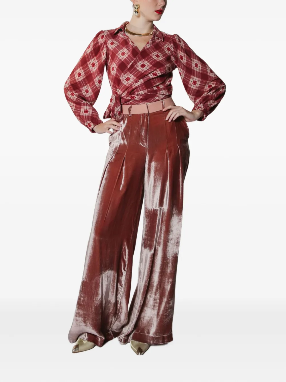 Lethicia Bronstein wrap-tie checked top | Blouses | Image 2