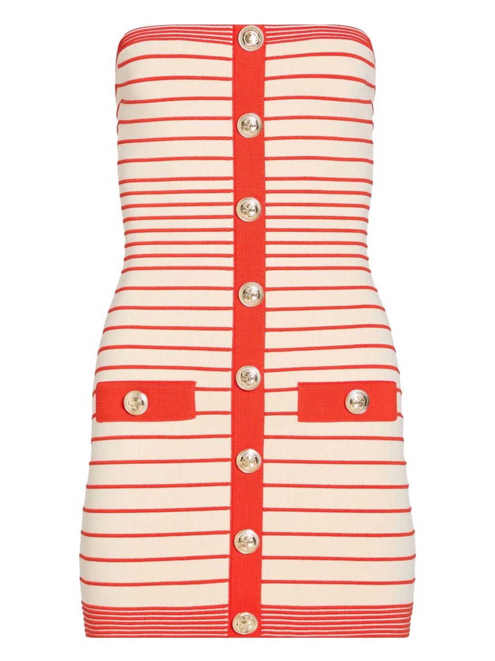 Retroféte Striped Button-front Mini Dress In Red