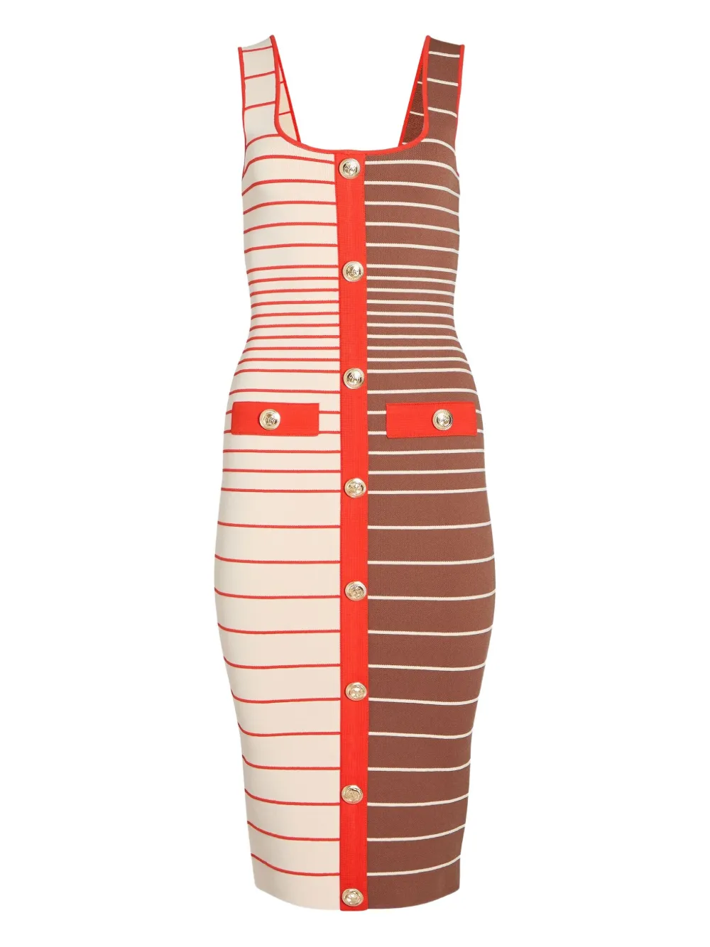 Retrofete Lyle striped button-front midi dress | Red | Image 1