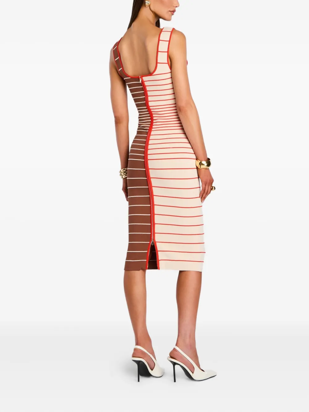Retroféte Lyle Striped Button-front Midi Dress In Multi