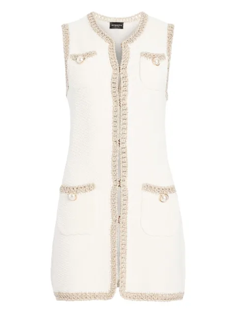 Retrofete pearl-detailing tweed vest
