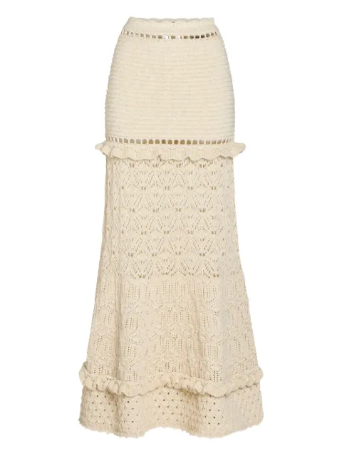 Retrofete  Magdalena crochet ruffled maxi skirt