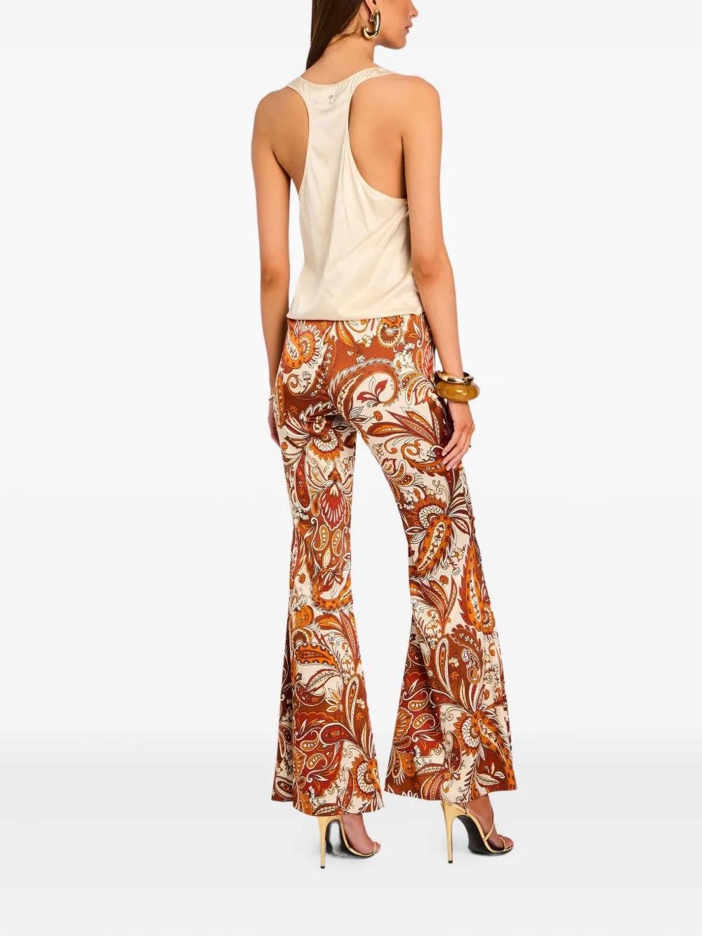 Retroféte Harmoni Paisley-print Flared Trousers In Brown