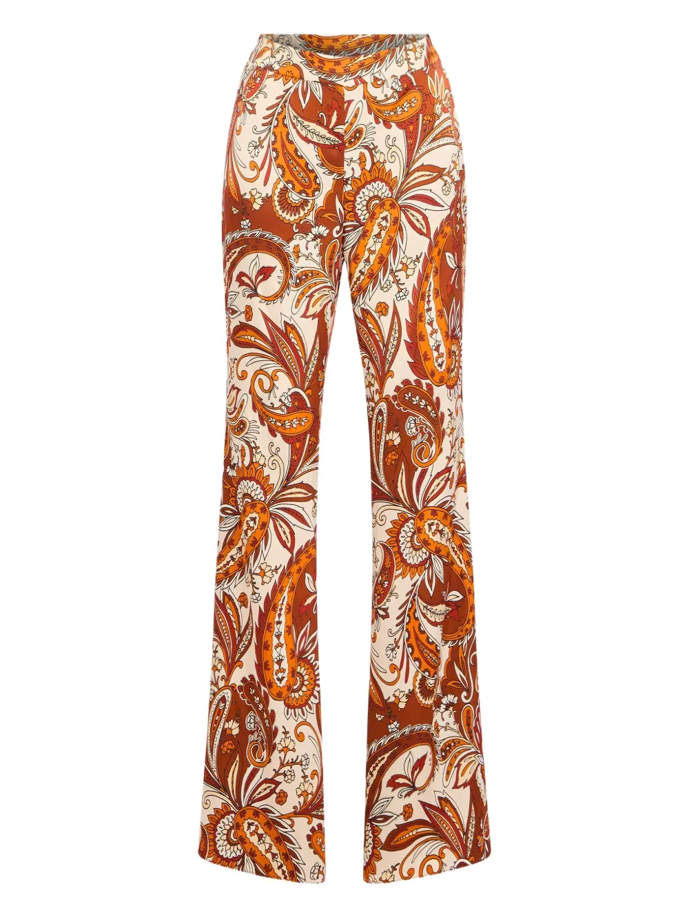 Retroféte Harmoni Paisley-print Flared Trousers In Brown