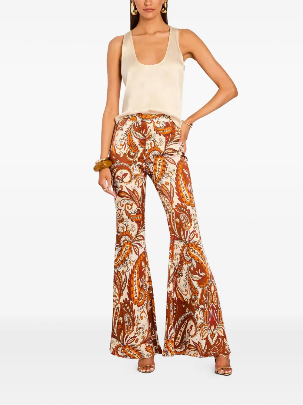 Retrofete Harmoni paisley-print flared trousers - Bruin
